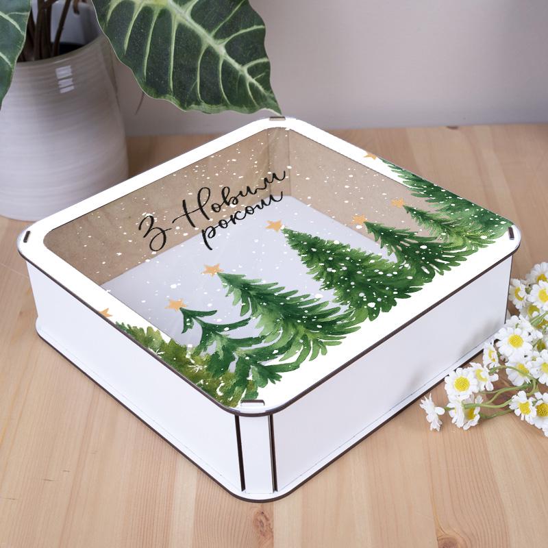 Коробка квадратная С Новым Годом (5808-2) - фото 1 Коробка квадратная С Новым Годом (5808-2) - фото 1