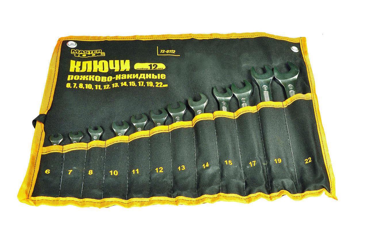 Набір рожково-накидних ключів MasterTool 72-0112 холоднокатаний 12 шт. 6-22 мм (72-0112)