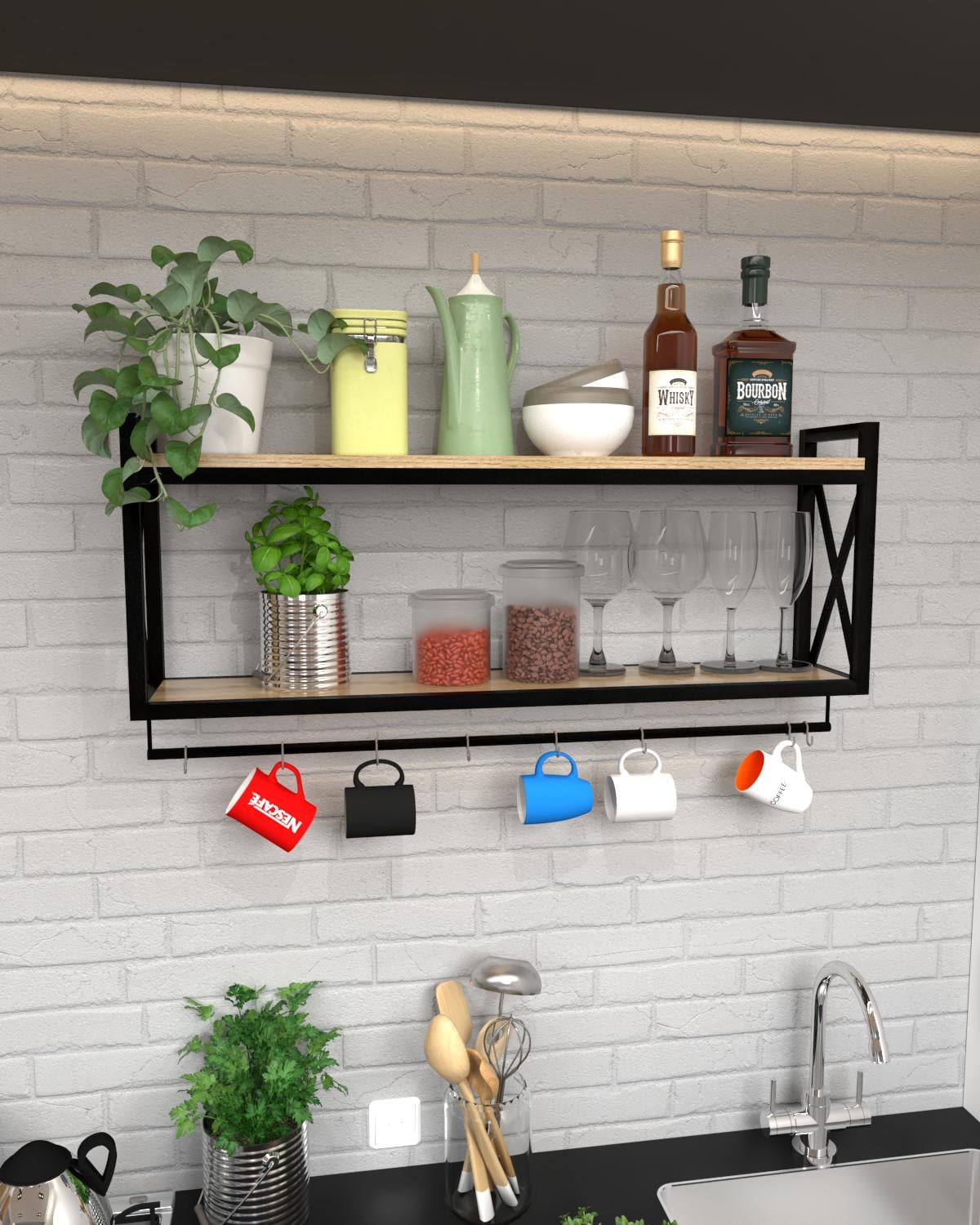 Полиця настінна EcoLoft WallNest DSP-1427-1 в стилі лофт Дуб Аппалачі (DSP-1427-1)