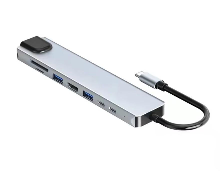 USB-хаб 3.0 кардридер конвертер HDMI 4K LAN 8 в 1 SmartGo (2355854093)