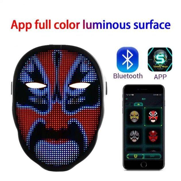 Маска светодиодная для лица на Helloween Bluetooth APP Control - фото 4