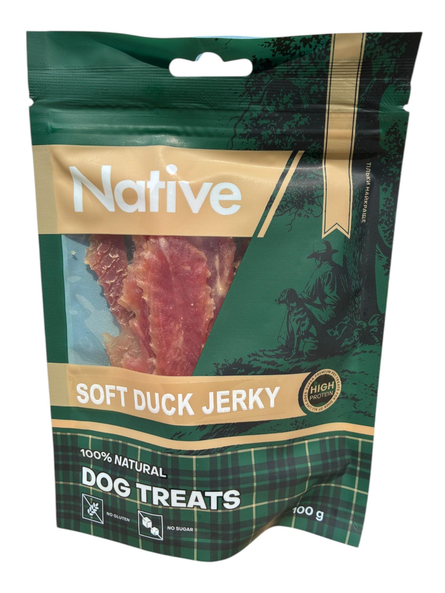 Ласощі для собак NATIVE Dog Treats Sticker Soft Duck Jerky Ніжна качка в'ялена 100 г (31021008n)