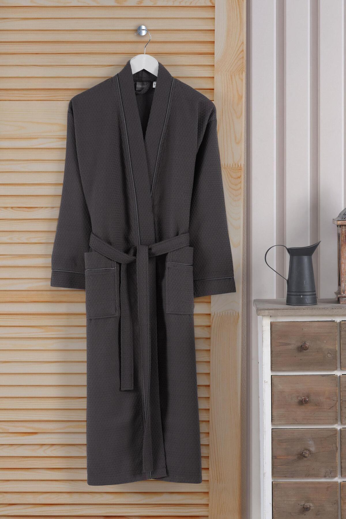 Халат мужской Bysungur вафельный XXL Темно-серый (29878457)