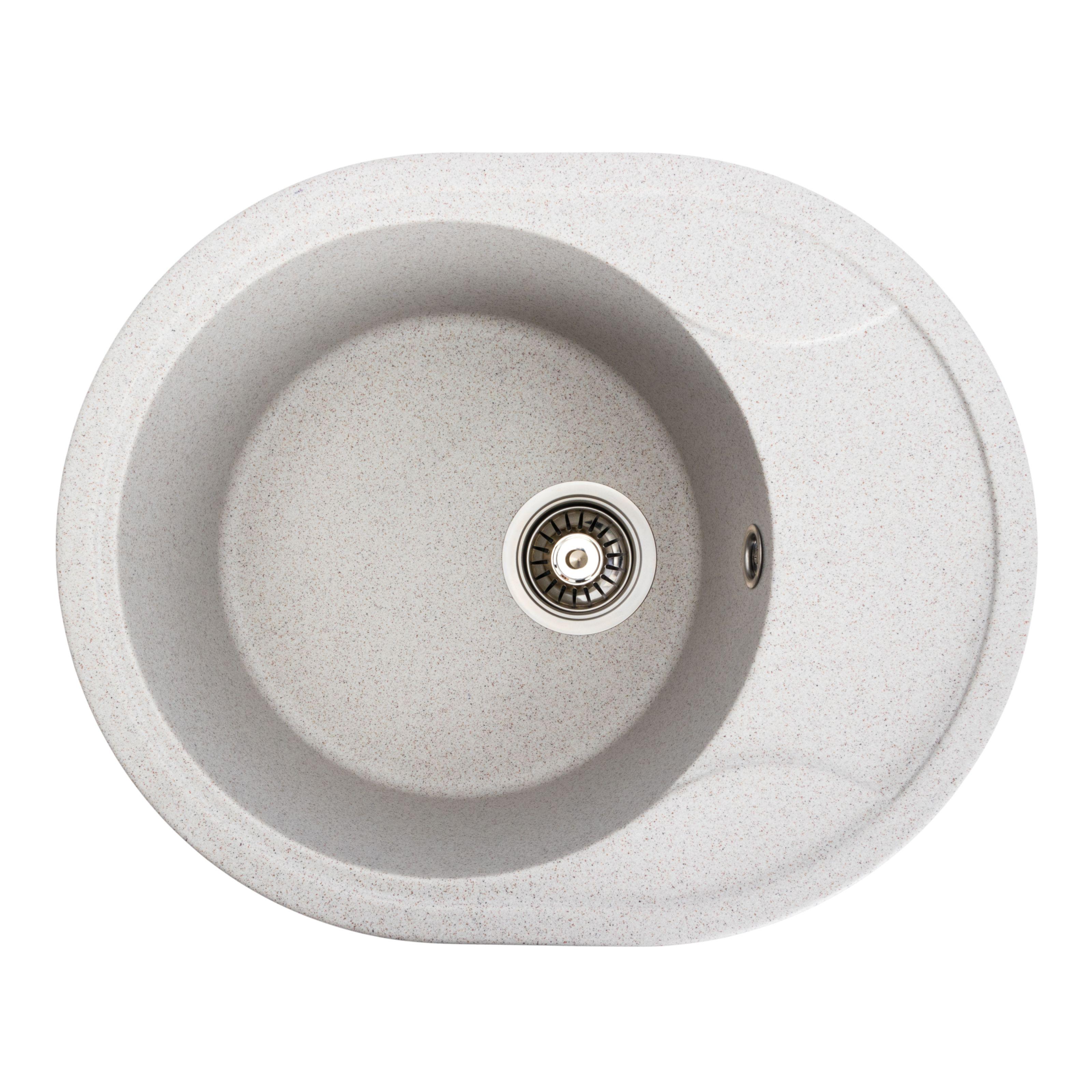 Мийка кухонна Platinum PLS-A38323 гранітна овальна 575x465 мм Білий (161264)