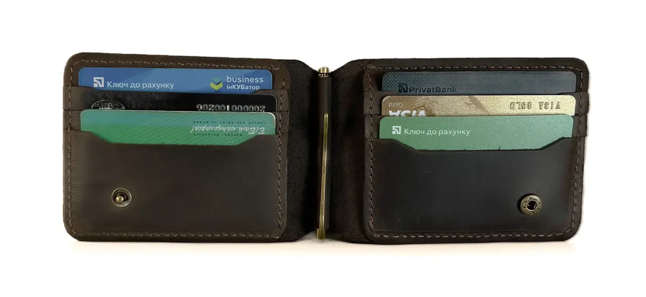 Гаманець із затискачем Double шкіряний 12х8х5х1 см - фото 2 Гаманець із затискачем Double шкіряний 12х8х5х1 см - фото 2