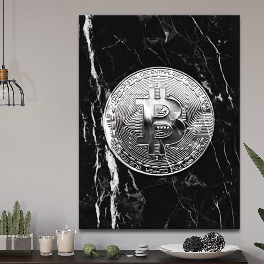 Картина для интерьера Монета Биткоин 80x60 см (P0436)