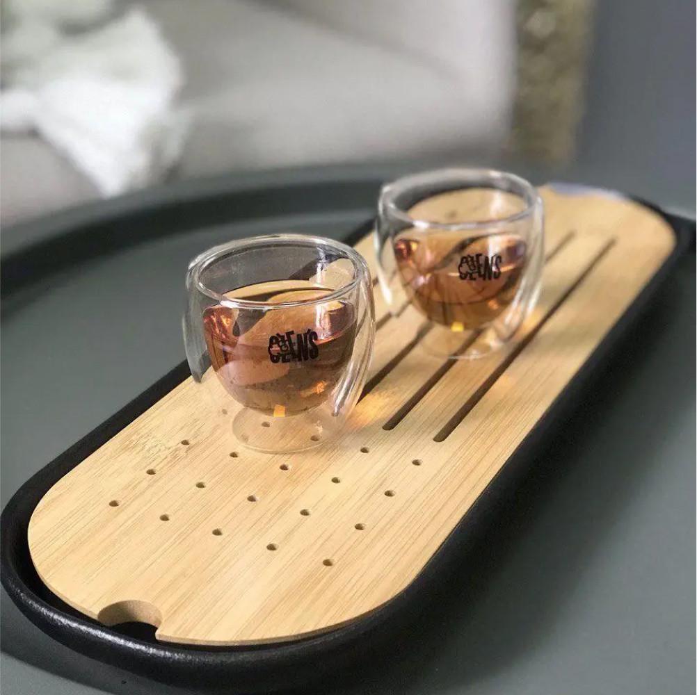 Таця-чабань для чайної церемонії Тайнань дерев'яна 40х15х3,5 см Чорний (OS-T0525) - фото 3