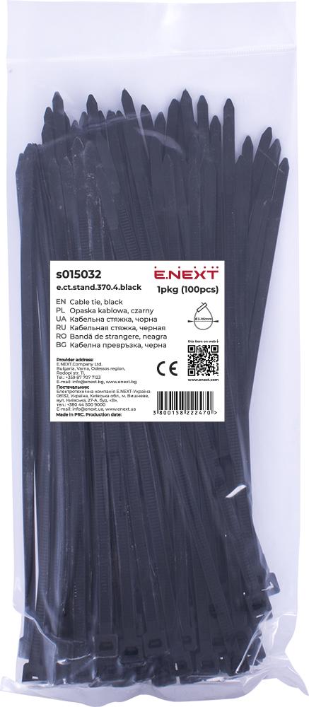 Стяжка-хомут кабельная E.NEXT e.ct.stand.370.4.black нейлон 370х4 мм 100 шт. Черный (s015032)