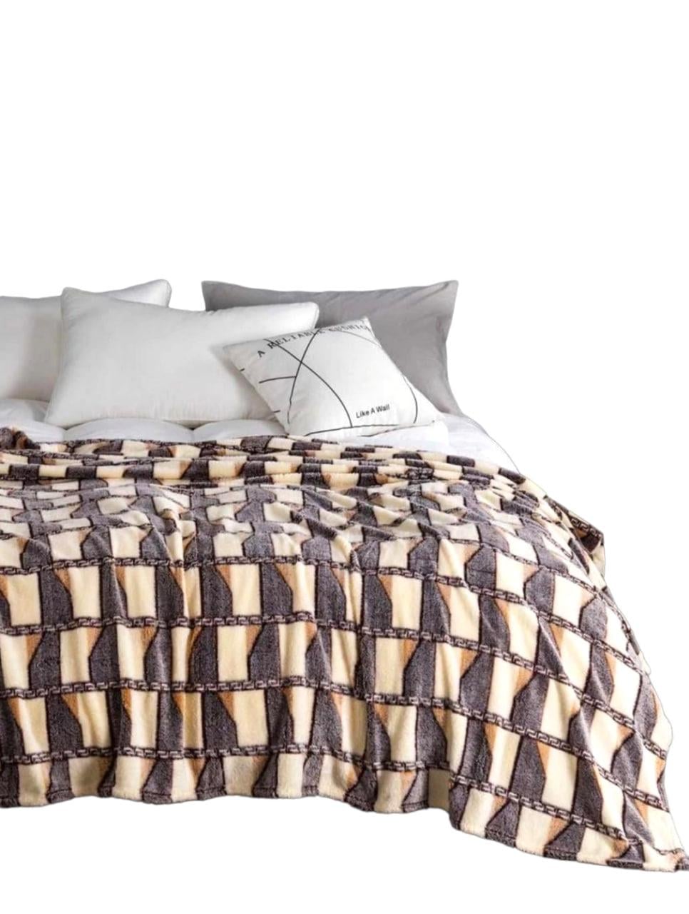 Плед микрофибра двуспальный 180x200 см Серый (П4К-Am-zukerka-003-2)