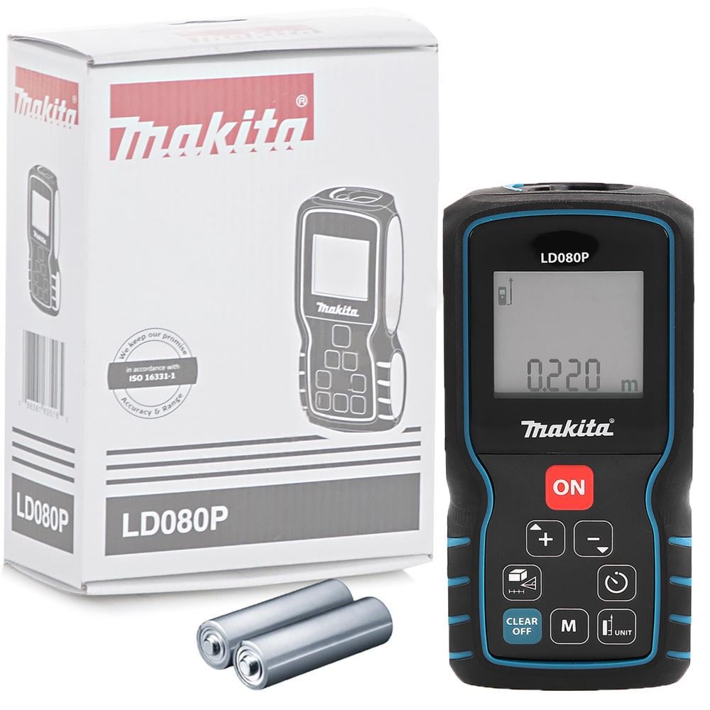 Лазерний далекомір Makita LD080P (AAA 1.5V, 80 м) з функцією пам'яті (4416)