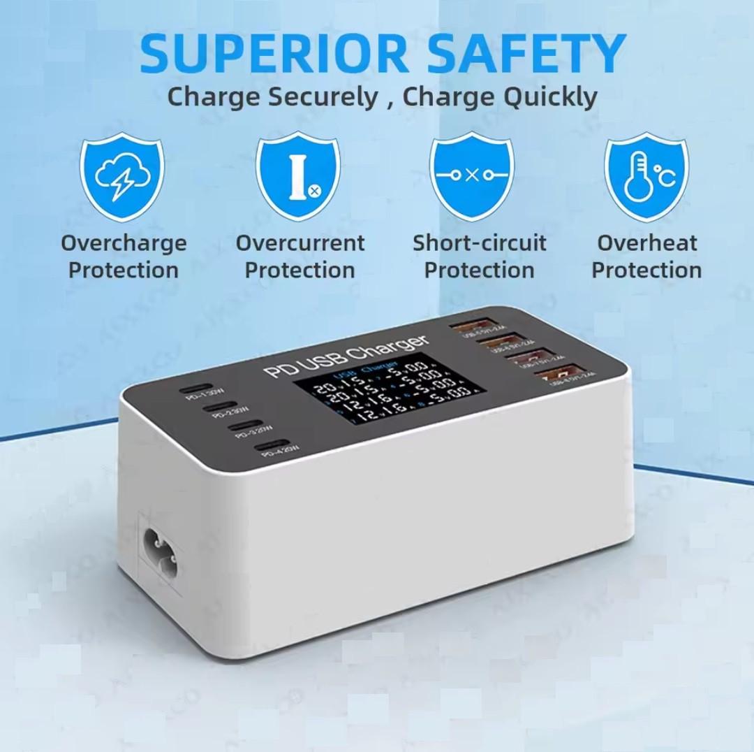 Зарядний пристрій мережевий Asometech 65W PD3.0 QC3.0 8 USB (25397332) - фото 8 Зарядний пристрій мережевий Asometech 65W PD3.0 QC3.0 8 USB (25397332) - фото 8