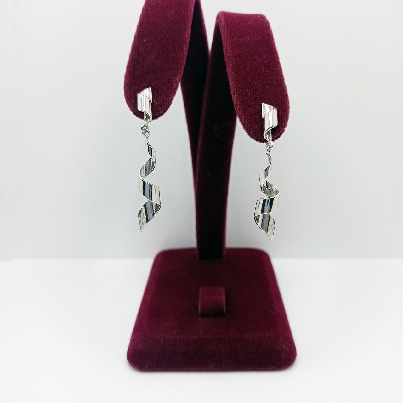 Серьги пусеты серебро спирали родий 925° 2,33 г (1337с)