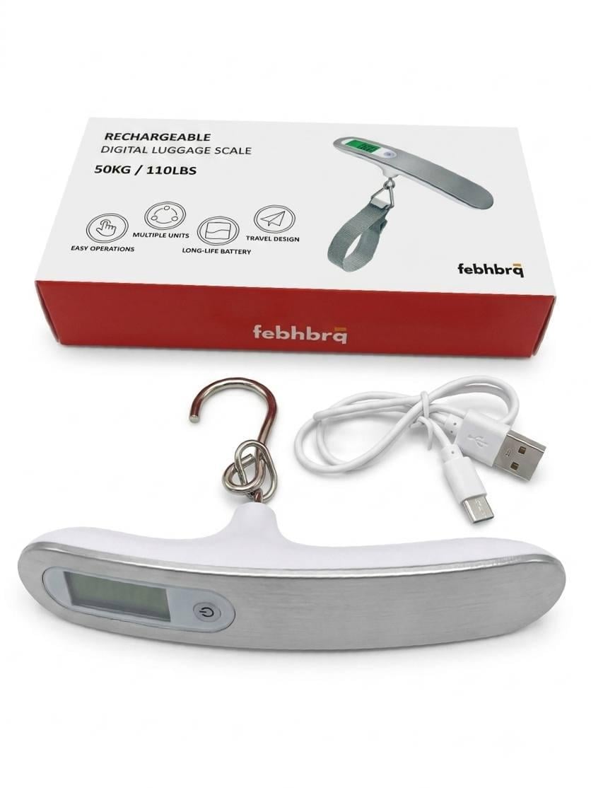 Весы для багажа цифровые с USB Type-C до 50 кг Серебряный Весы для багажа цифровые с USB Type-C до 50 кг Серебряный