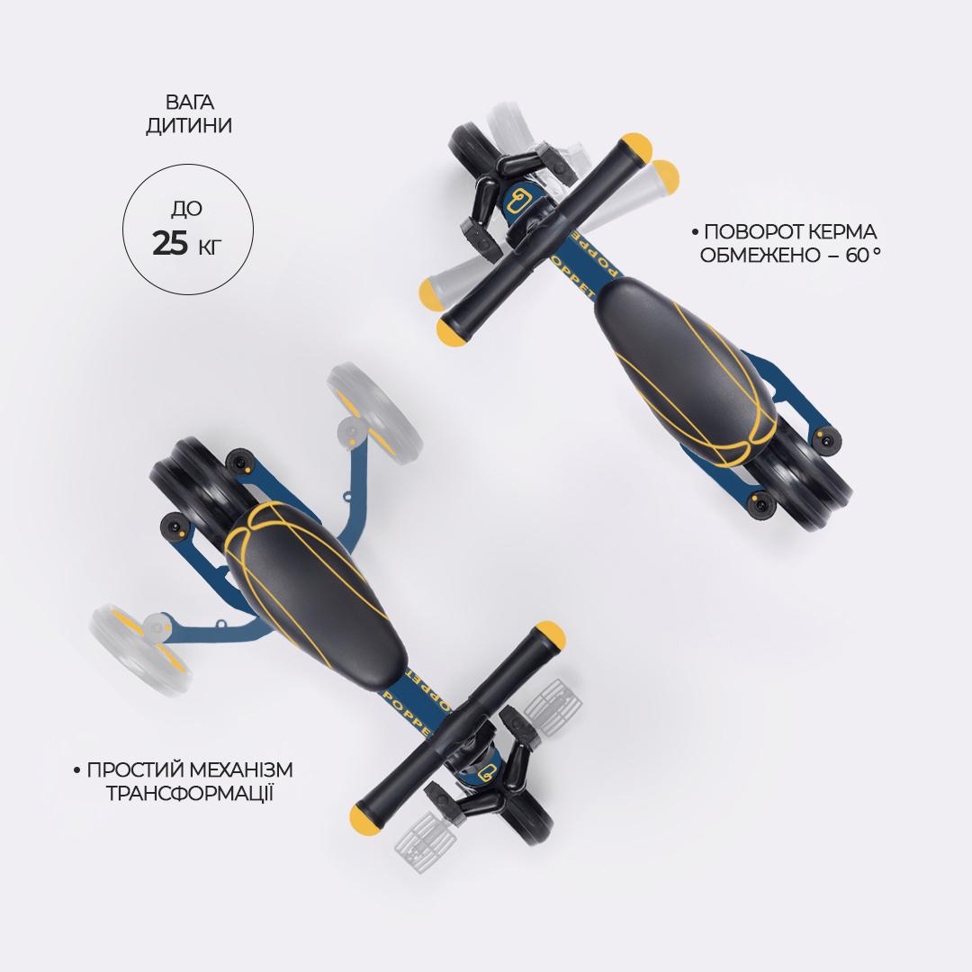 Біговел трансформер Poppet триколісний 3в1 Синьо-жовтий (PP-1702B) - фото 3