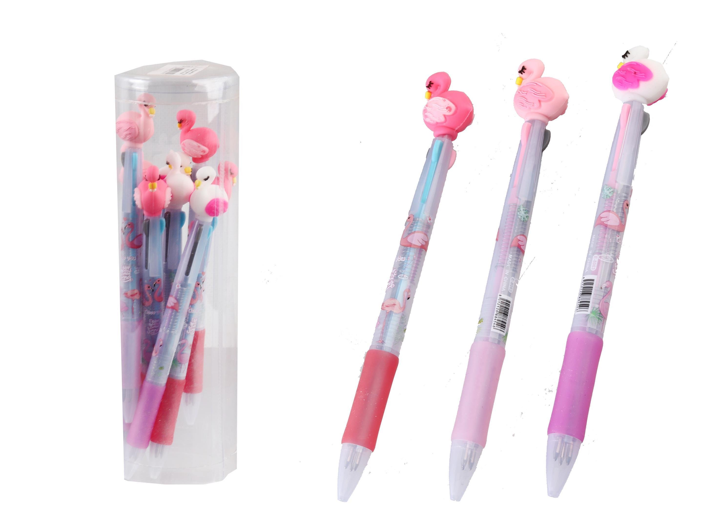 Ручка кулькова фламінго об'ємний 8063-f 3 кольори 8 шт. в уп. (MTT-92886)