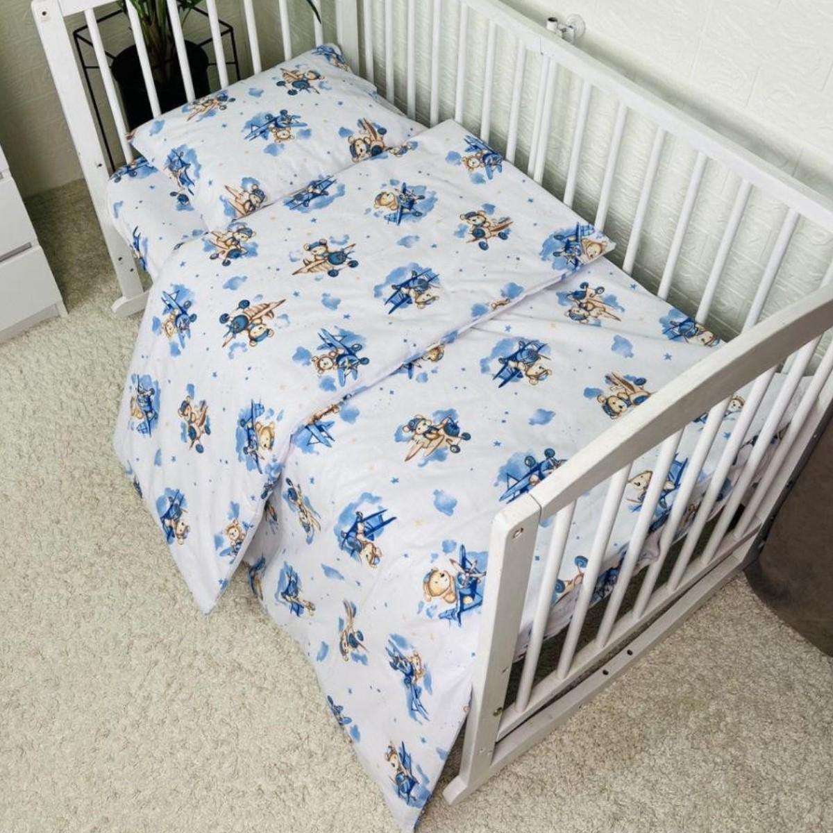 Комплект постельного белья в кроватку детский Bimbo Мишка на самолетике Бязь 90х110 см (92047)