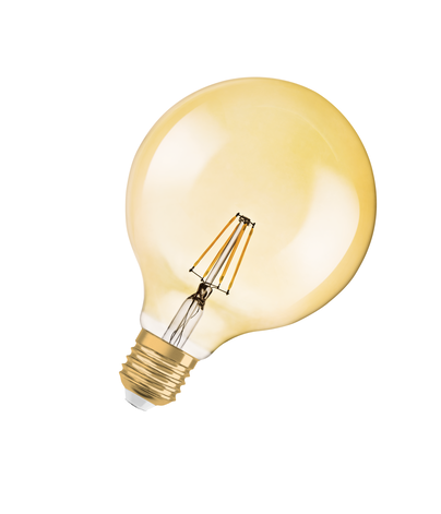 Лампа Osram Vintage 1906 LED CLASSIC GLOBE 4W 220V 410lm 2400K E27 124х168 мм філаментна (4099854091179)