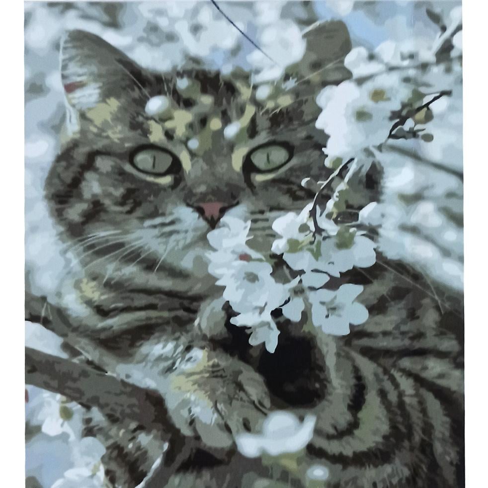 Картина за номерами Strateg Преміум Кіт у цвіті дерева 30x40 см (SS-6536) Картина за номерами Strateg Преміум Кіт у цвіті дерева 30x40 см (SS-6536)