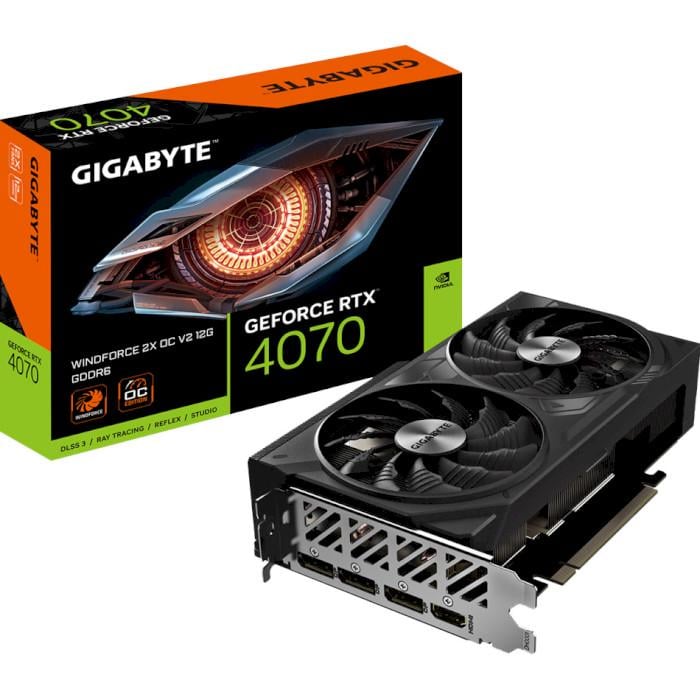 Видеокарта Gigabyte NVIDIA RTX 4070 12 GB 2490 МГц PCIe 4,0 (GV-N4070WF2OCV2-12GD)