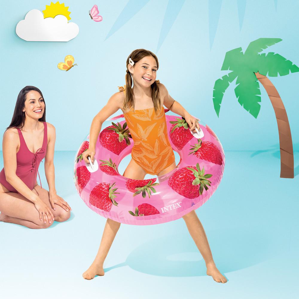Надувний круг Intex 56261 Тропічні Фрукти з ручками пляжний 107 см (28443488) - фото 2