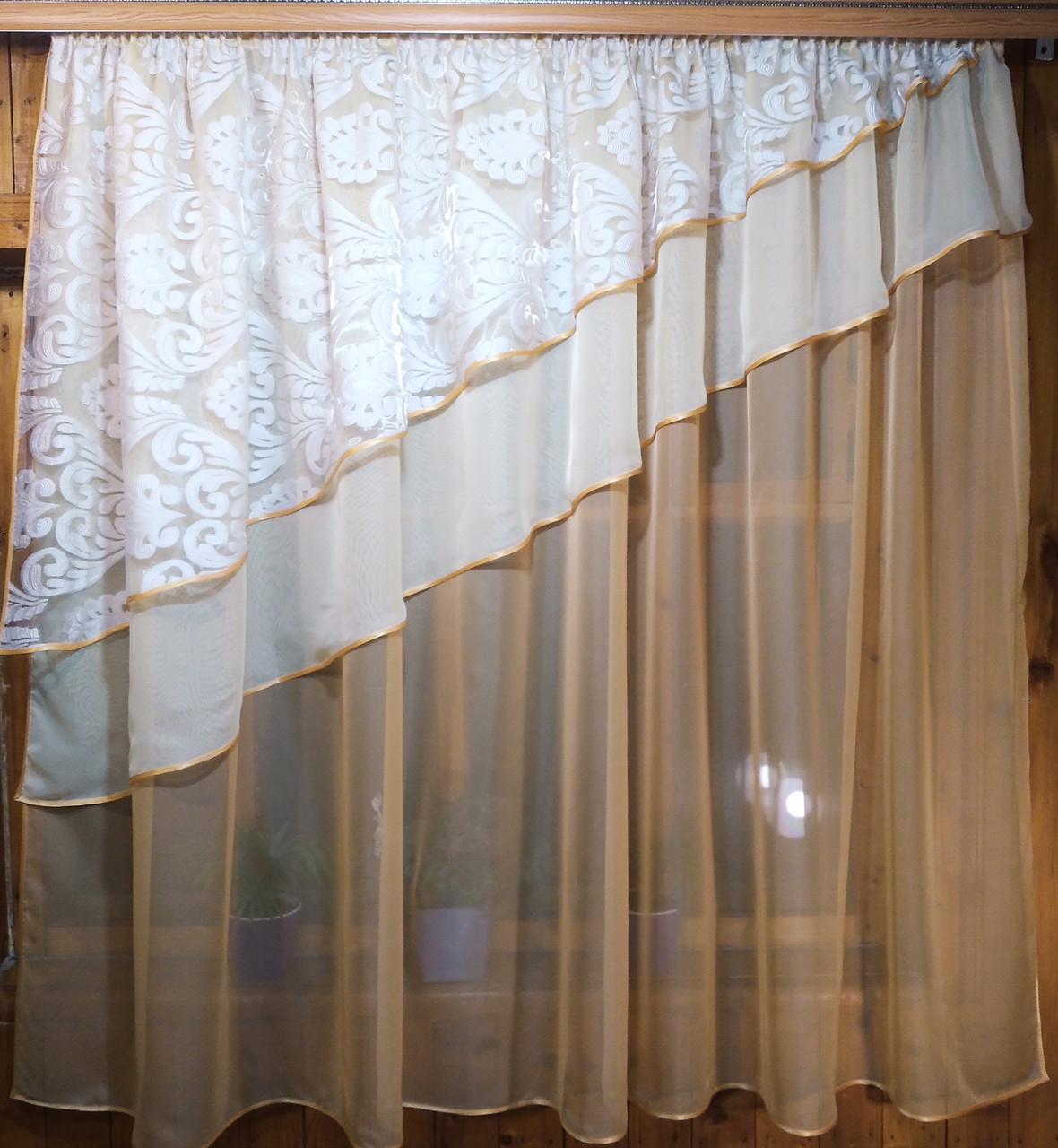 Фіранка кухонна Алія ельзас Пісочний - фото 1