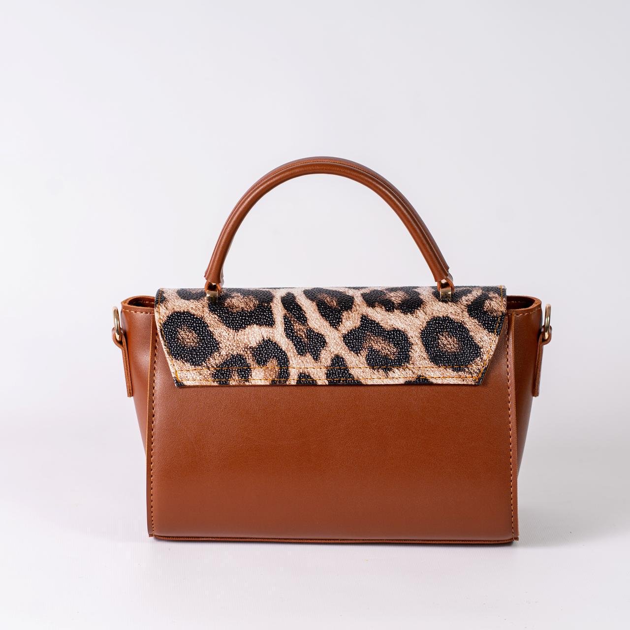 Сумка женская с клапаном леопард XENIA № 38-24 из эко-кожи Охра - фото 2