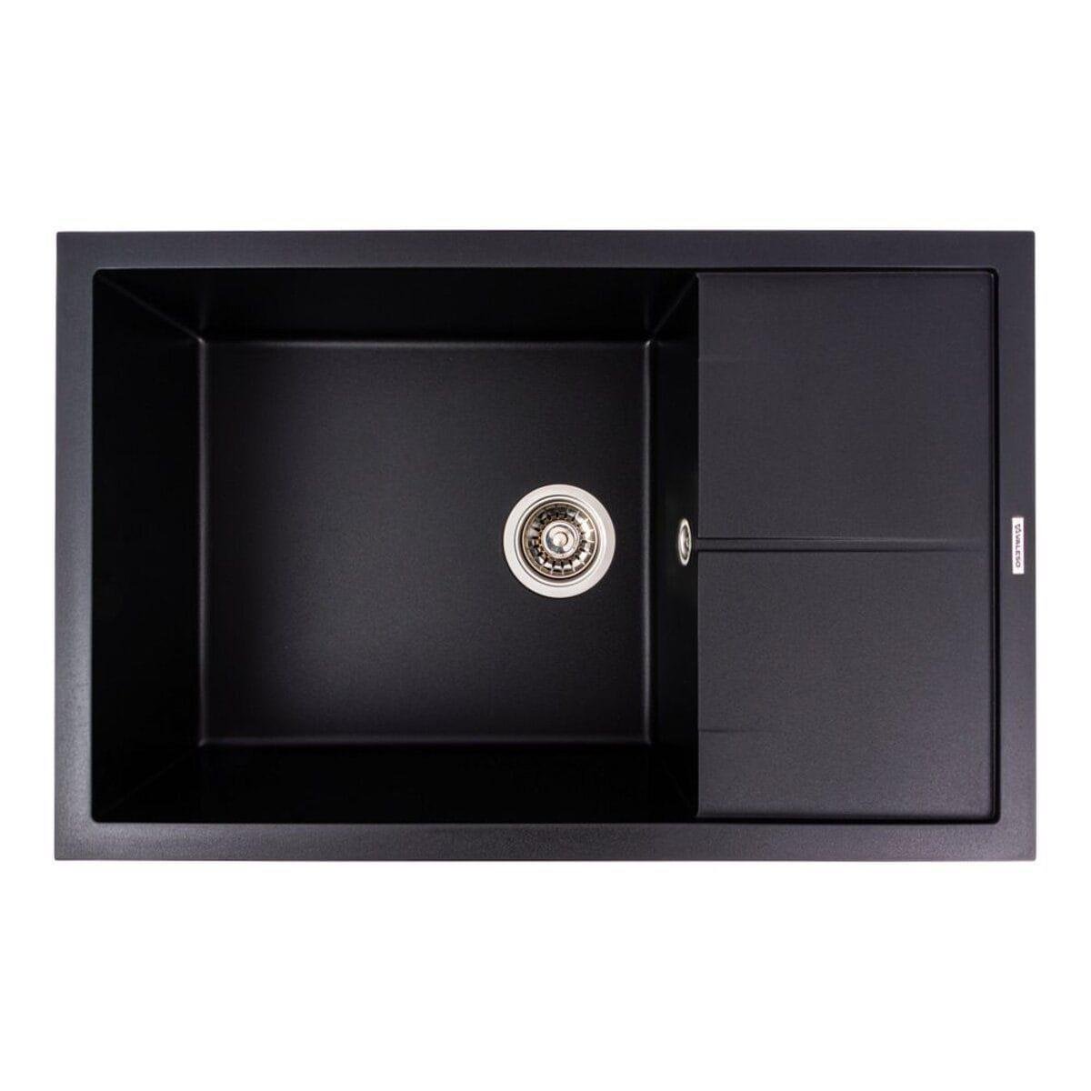 Мойка гранитная Valeso Calypso врезная прямоугольная матовая 790х500 мм Черный