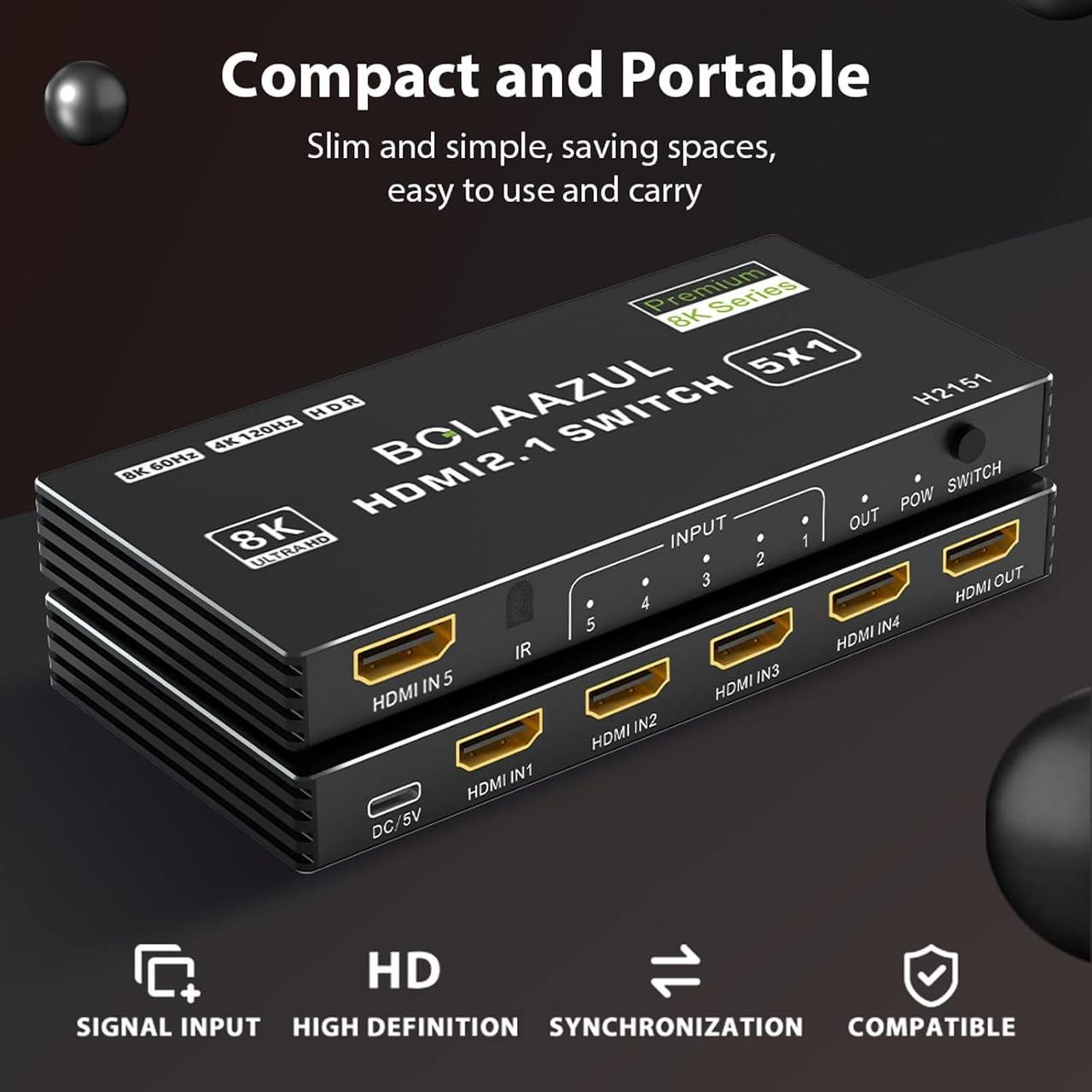 Переключатель 8K HDMI 2.1 5в1 с дистанционным управлением - фото 5
