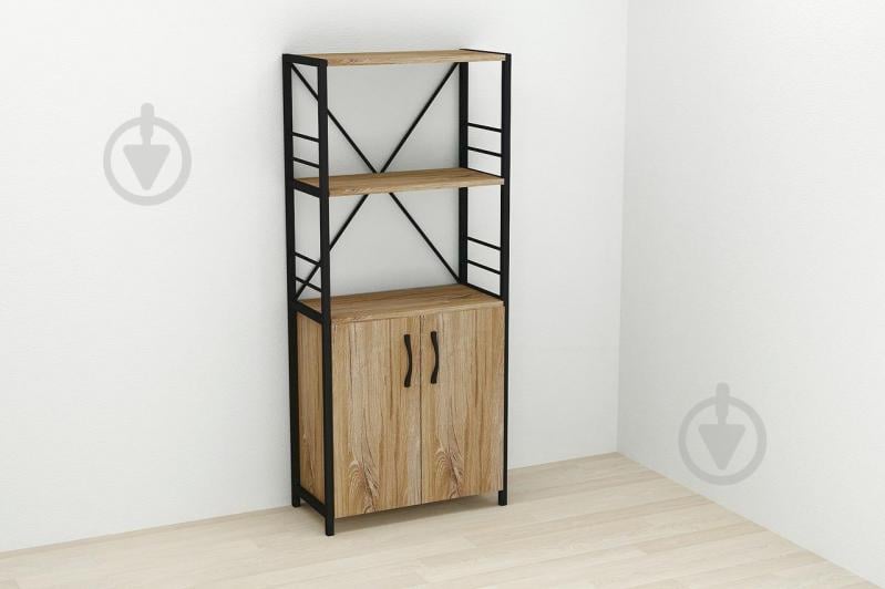 Этажерка 3/60 Ferrum-decor Серии Конект с тумбой  144x60x28 Черный ДСП Таверна (FD1026)