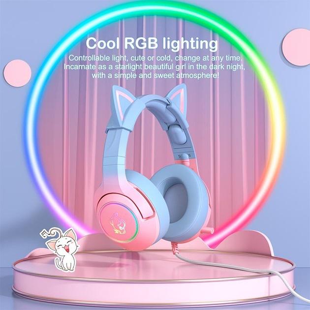 Наушники с гарнитурой Onikuma Gaming Audio K9 для Android/ПК/PS4/Xbox/Switch (pink&blue) - фото 5