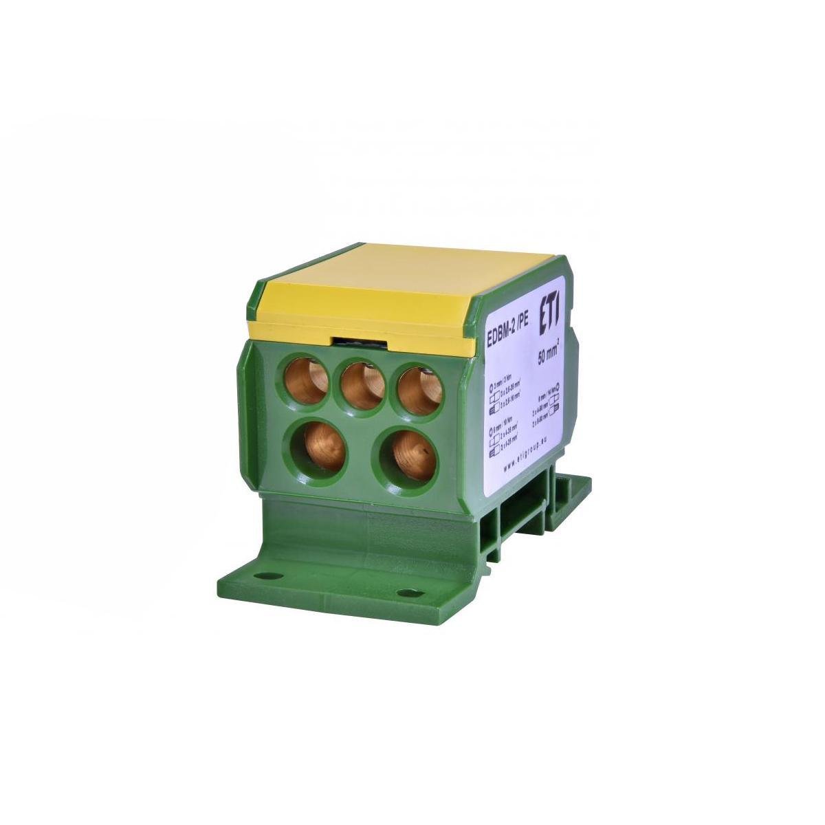 Блок распределительный ETI EDBM-2/PE 160A вход 50 мм2 выход 1x4-50/2x4-35/3x2,5-25 мм2 на DIN-рейку (1102413)