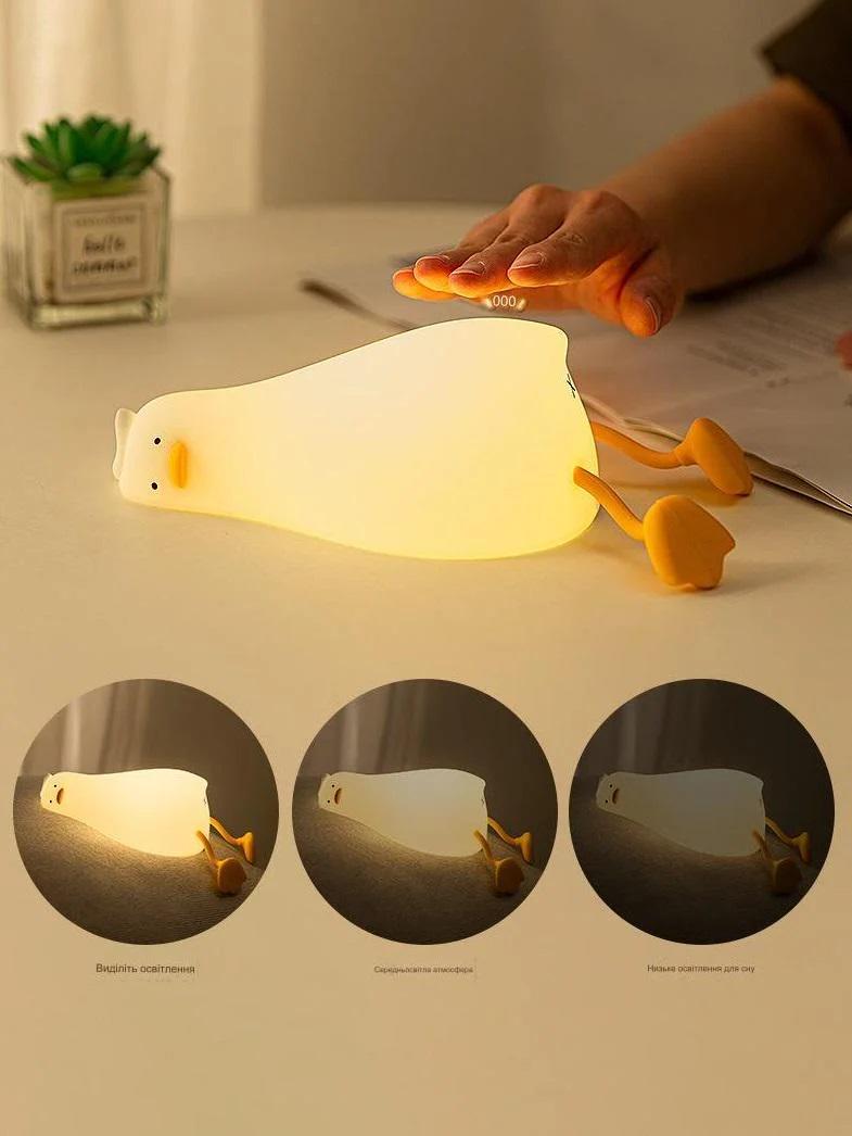 Ночник детский силиконовый гусь 7070 Белый - фото 6