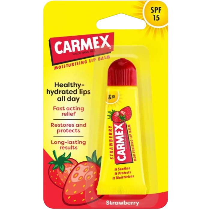 Бальзам для губ Carmex Strawberry Клубника SPF 15 10 г (001902) - фото 1