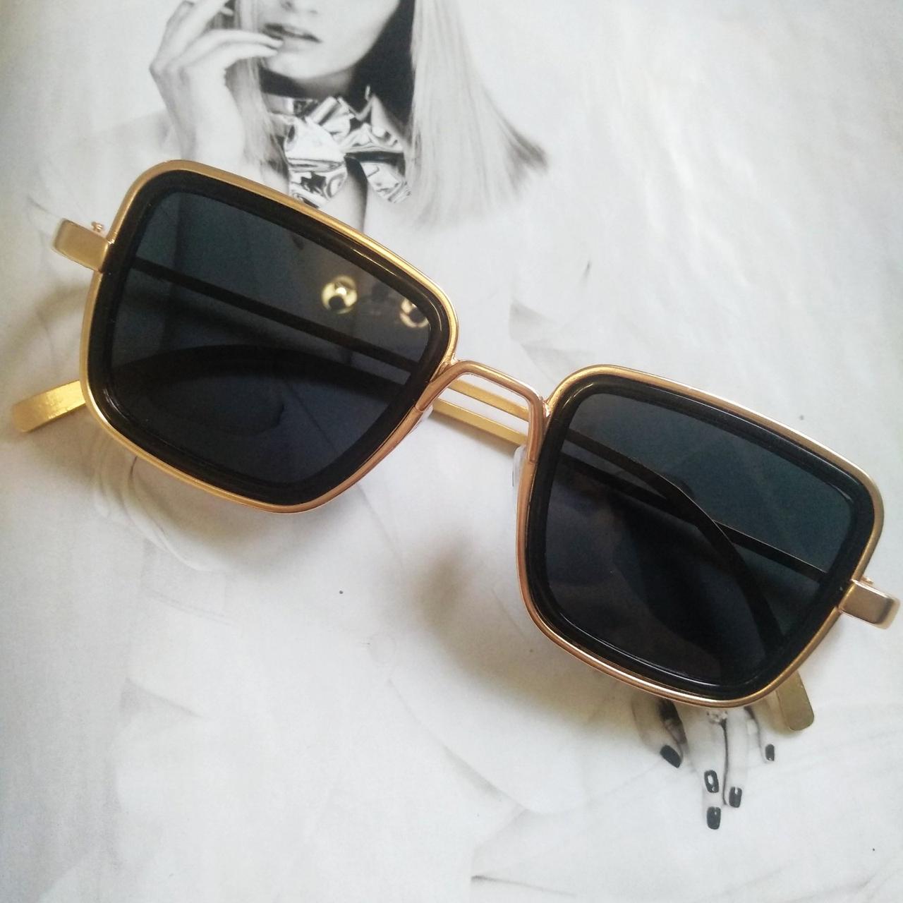 Солнцезащитные очки в металлической оправе Черный в золоте