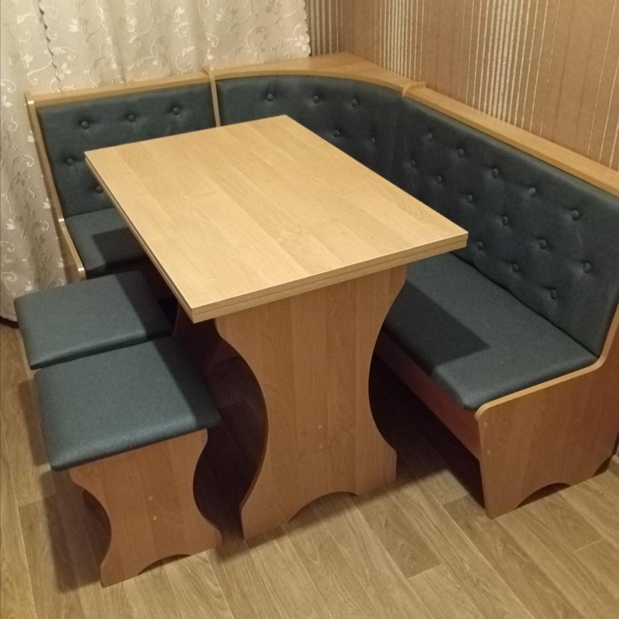 Мягкий уголок MS Мальмо в комплекте со столом и двумя табуретками 154х114 см. Ольха (MS-KSTT-MS-V) - фото 2