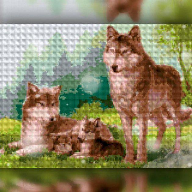 Алмазная мозаика The Wortex Diamonds Семья волков 50x60 см (TWD20004XL)