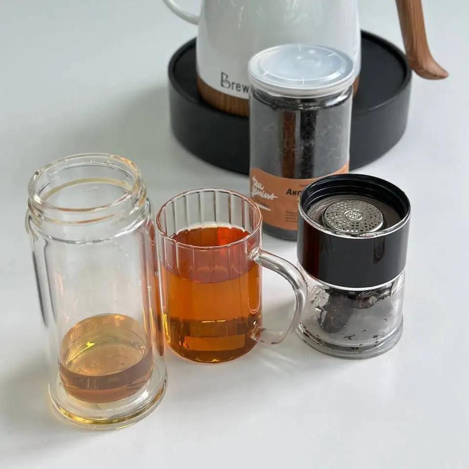 Колба для заваривания стеклянная чая 250 мл с ситечком и крышкой Black (TeaFlow 1B) - фото 3