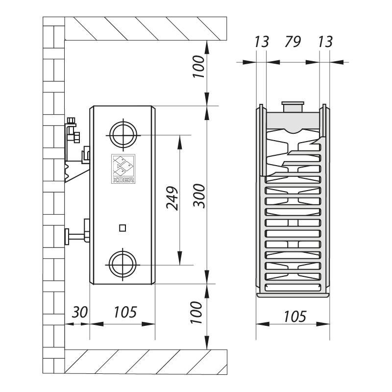 Сталевий радіатор KOER 22х300х800.S бокове підключення (RAD071) - фото 4