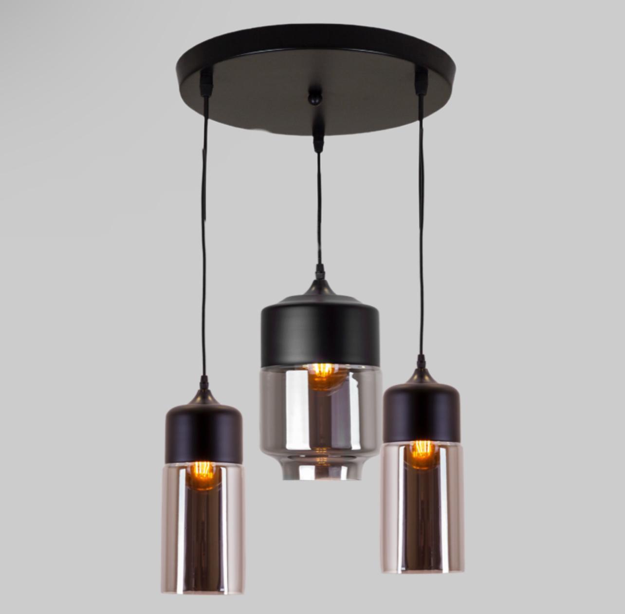 Люстра стеклянная 3 лампы Черный (916-14/16-3 BLACK)