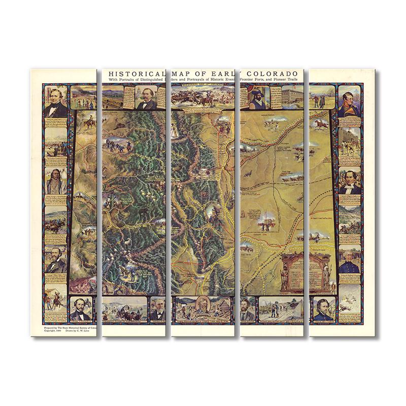 Винтажная карта Историческая карта Колорадо 5 модулей 120x180 см