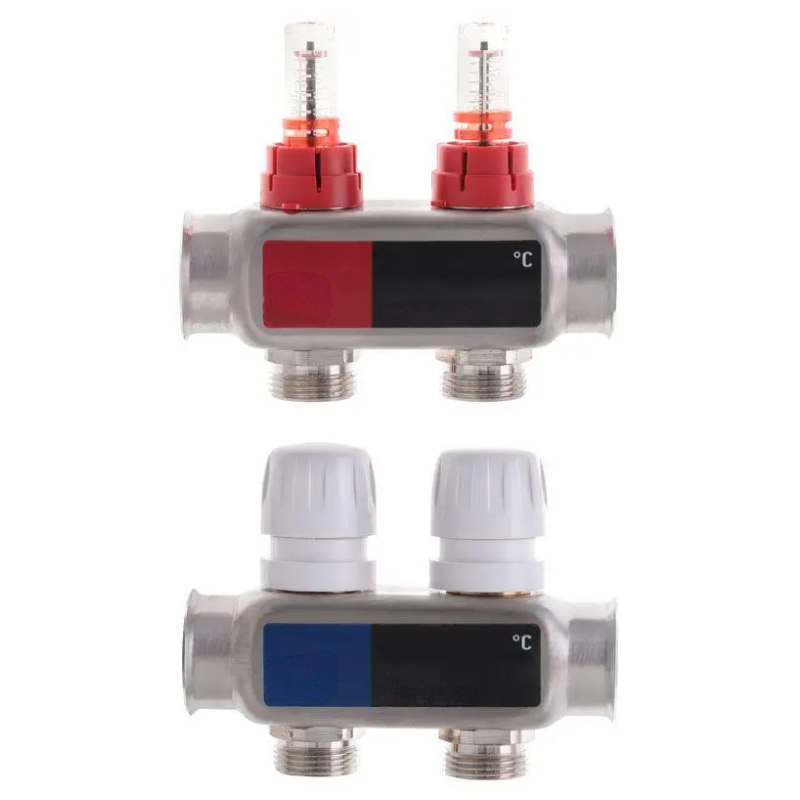 Коллектор Standard на 2 выхода в сборе для теплого пола 1"-3/4"