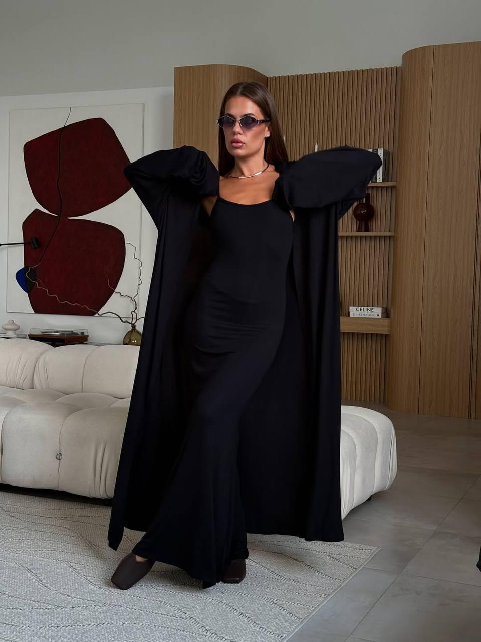 Костюм жіночий сукня/кардиган віскоза р. 46/48 Чорний (31982492)