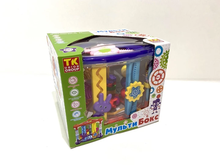 Мульти бокс TK Group погремушка/пальчиковый лабиринт/зеркало/счета/тренажер для запястий в коробке (65590)