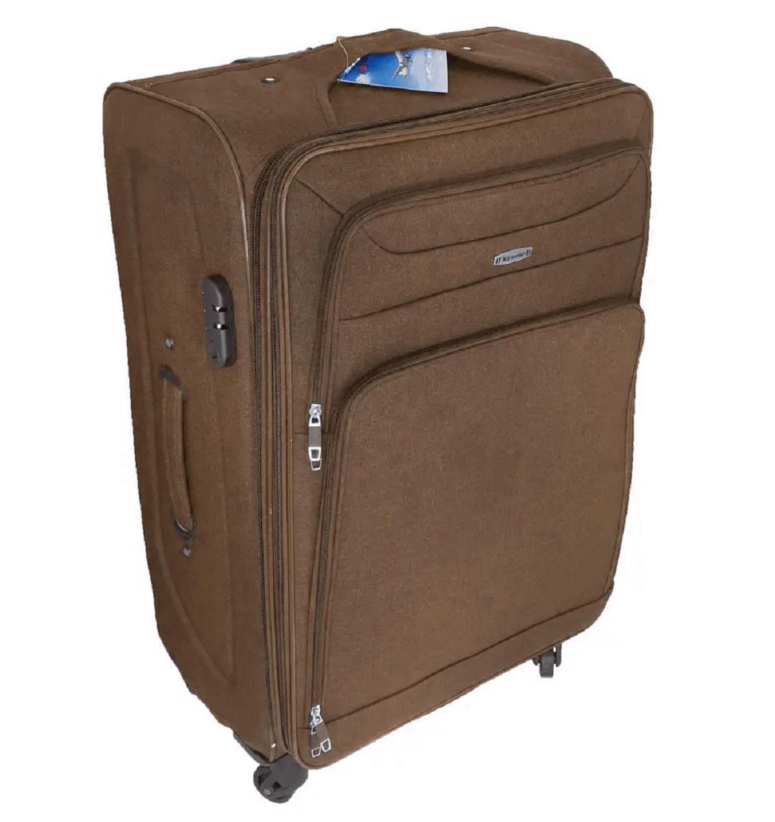 Чемодан тканевый KAIMAN 19226 большой 4 колеса Коричневый (Kt00009)