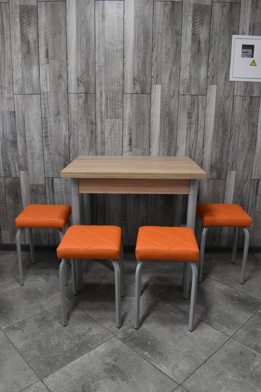Кухонний комплект Оскар стіл розкладний/табурети 4 шт. Tutti Lux 60х80/80х120х75 см Сонома/Помаранчевий (28374565) Кухонний комплект Оскар стіл розкладний/табурети 4 шт. Tutti Lux 60х80/80х120х75 см Сонома/Помаранчевий (28374565)