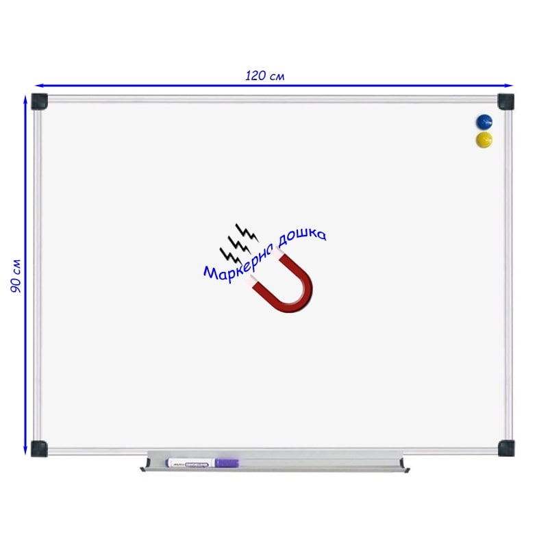 Дошка магнітно-маркерна 120х90 см сухостираєма металева - фото 2