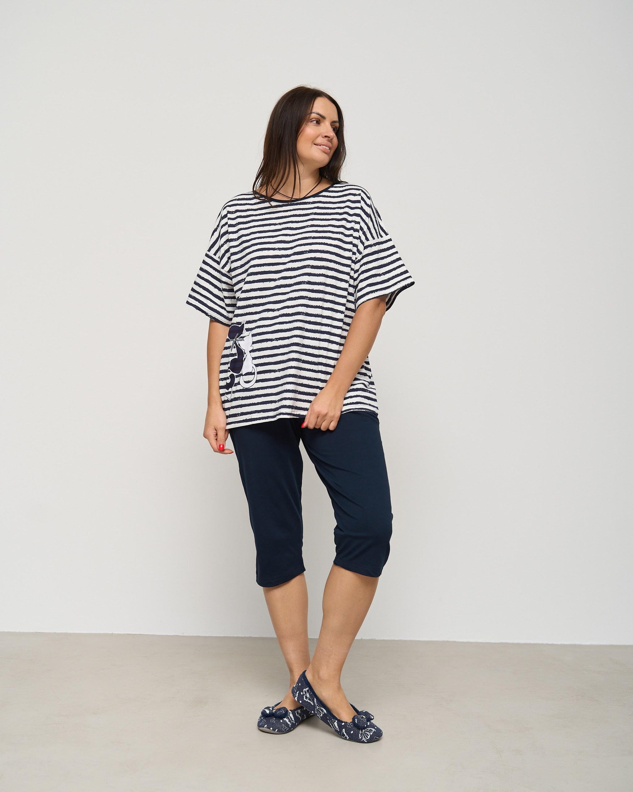 Комплект батальный с капри Коты 36051 3XL Темно-синий