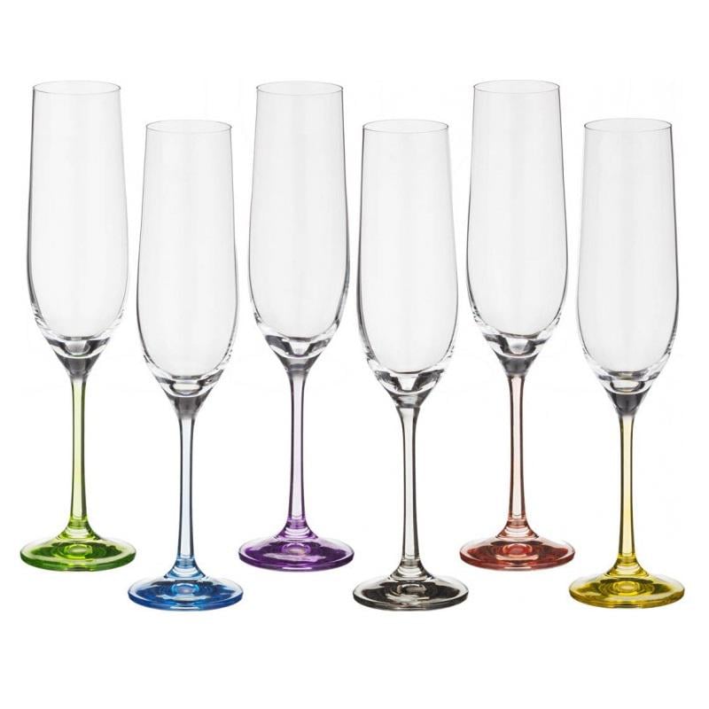 Набір келихів для шампанського Bohemia Viola Rainbow 40729/K0568/190S 190 мл 6 шт.