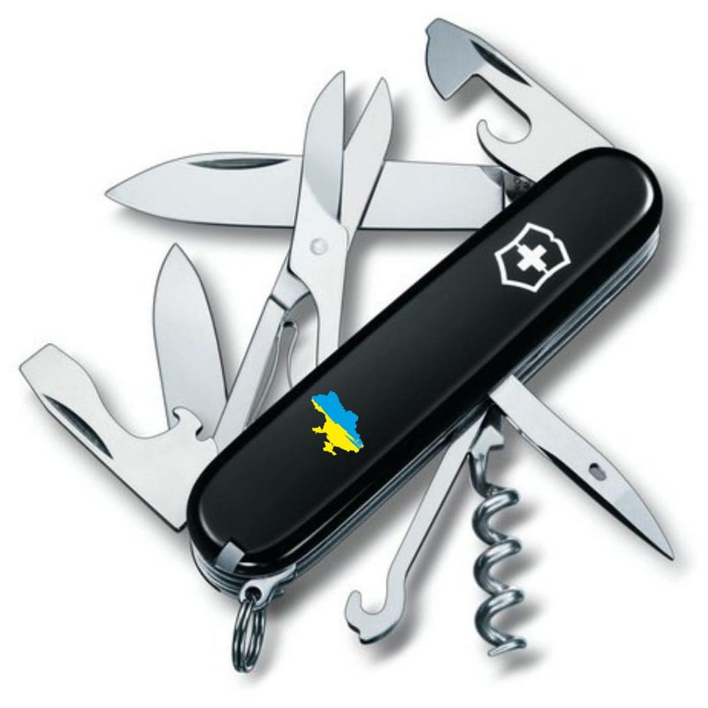 Нож охотничий Victorinox Climber Ukraine Карта Украины Black (1.3703.3_T1166u)