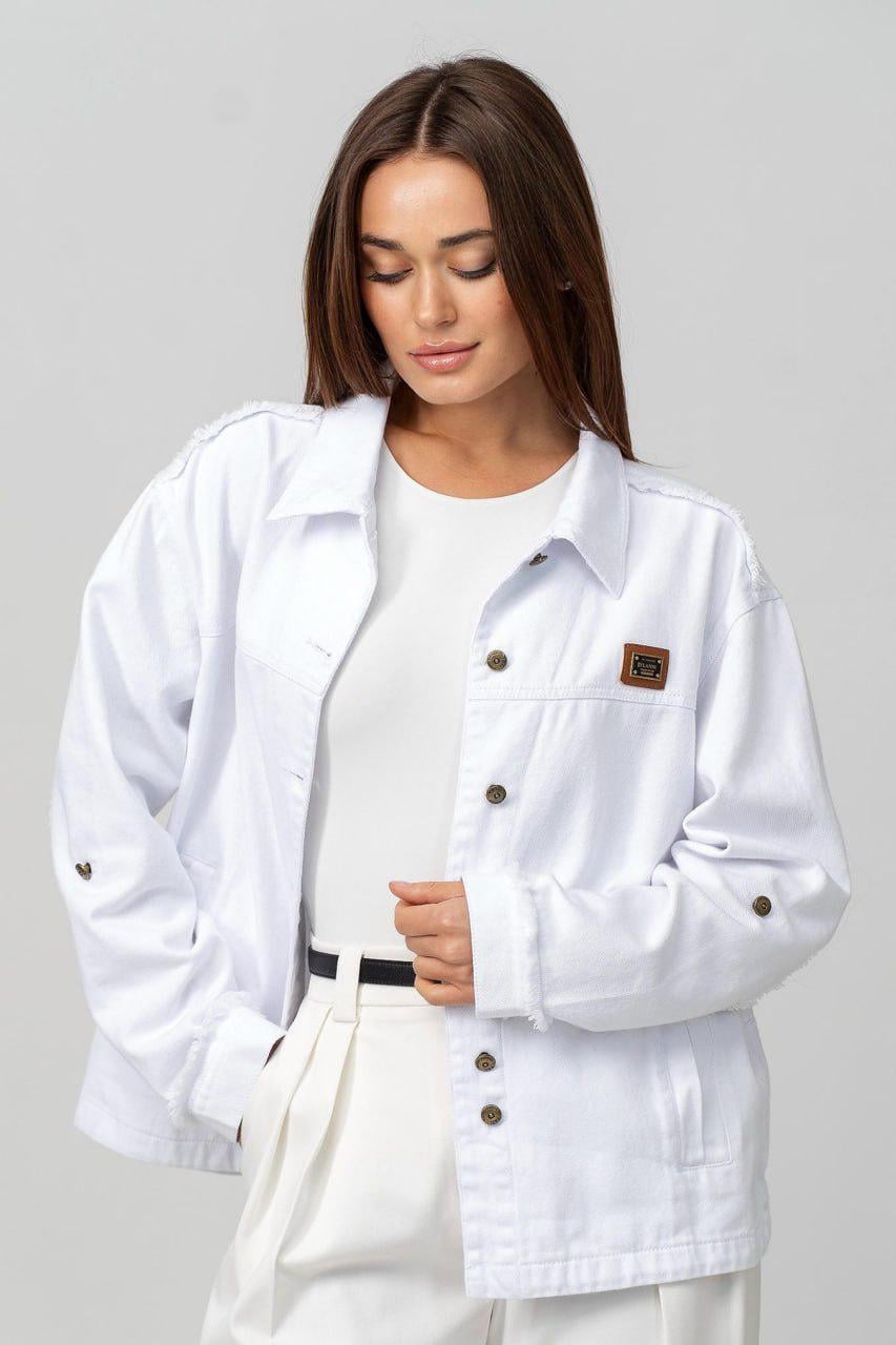 Куртка-блейзер женская джинсовая 6XL Белый (33284409)